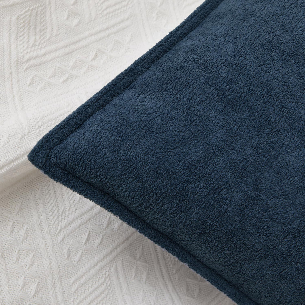 KevinTextile Kevin Textile Waterproof Decorative Pillow Covers Navy Blue 24x24 Inch Pack of 2 Soft Boucle Textured Euro Pillowcases Elegant…