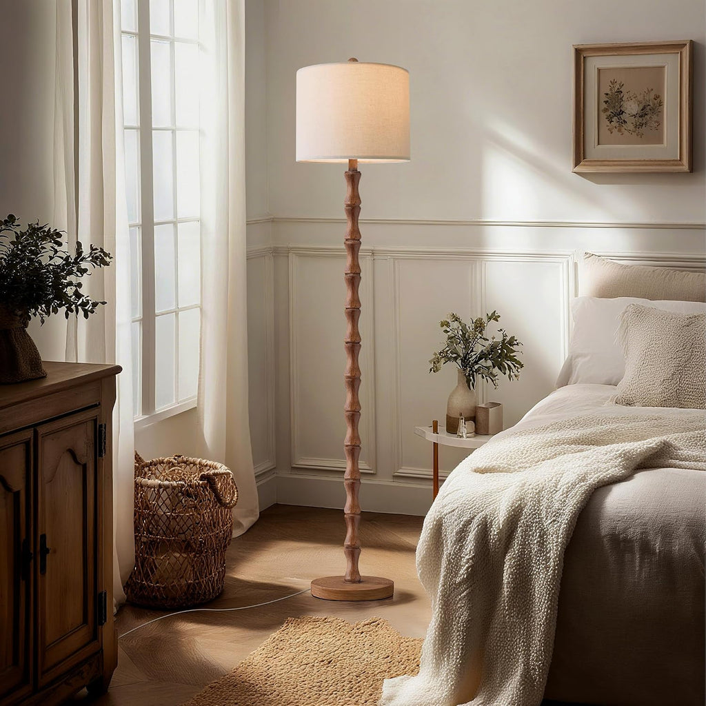 BOBOMOMO 62" Rustic Farmhouse Floor Lamp with Remote & Dimmable 9W Bulb, 3 Color Temperatures Tall Resin Standing Lamp, Retro Floor Lamp…