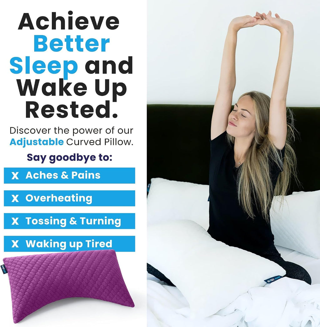 Sidney Sleep Set of 2 Queen Size Adjustable Bed Pillows for Side and Back Sleepers - Memory Foam Pillows for Neck and Shoulder Support…