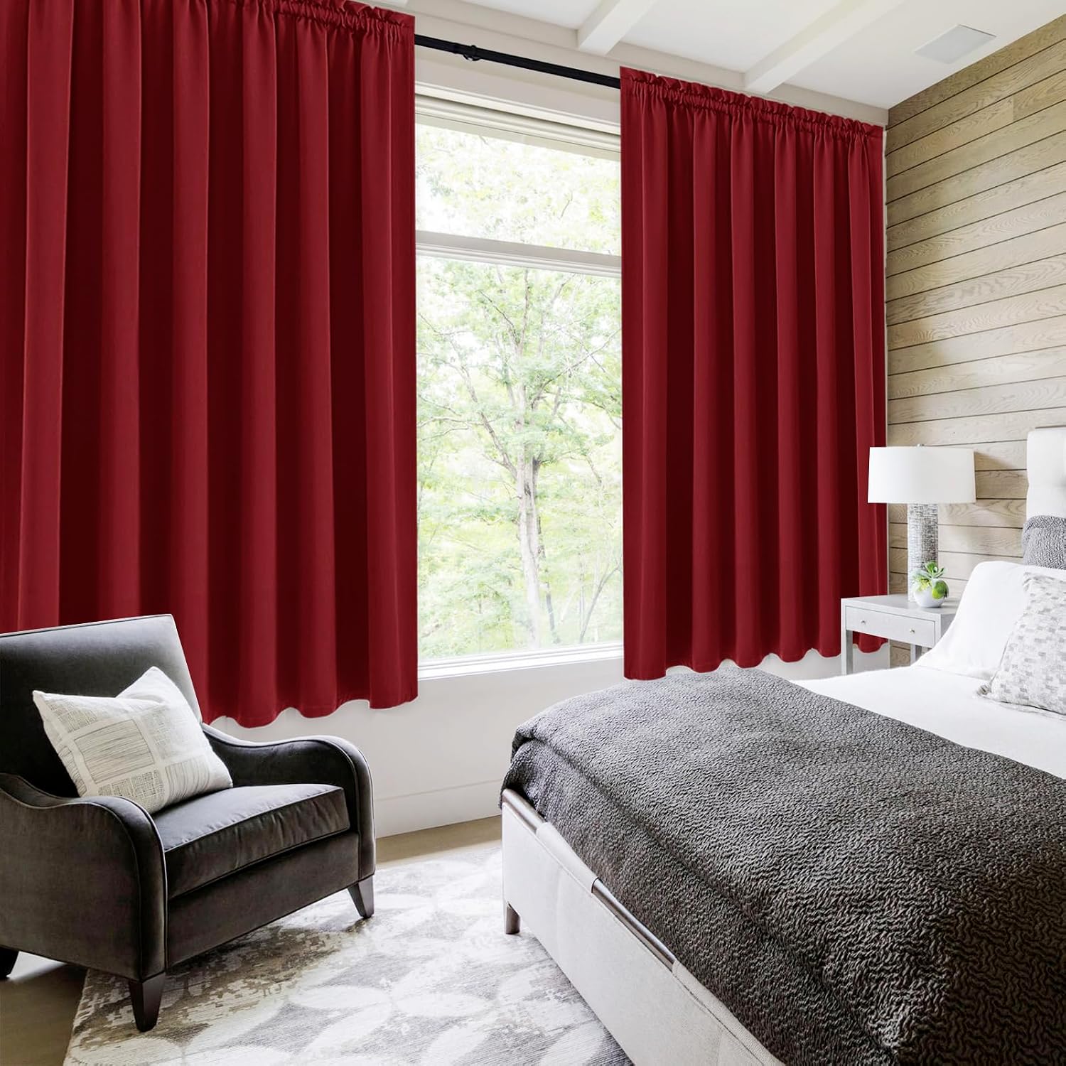 DWCN Burgund Short Blackout Curtains for Bedroom/Kitchen, Thermal Insulated Energy Saving Room Darkening Curtains for Living Room (W60 x…