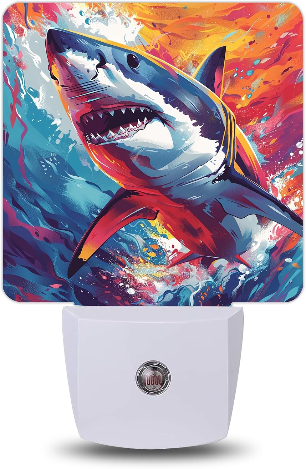 Night Light, Colorful Shark Splash Night Lights Plug into Wall Decor for Bedroom Bathroom Hallway Kitchen, Dusk to Dawn Sensor Gift for…