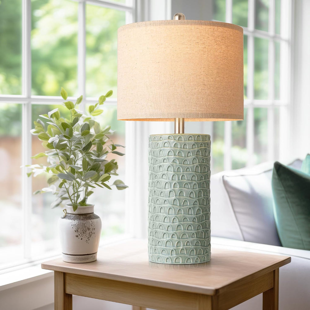 PARTPHONER 23" Modern Ceramic Table Lamp Set of 2, Table Lamps for Living Room, Rustic Farmhouse Bedside Lamps Nightstand lamp for…