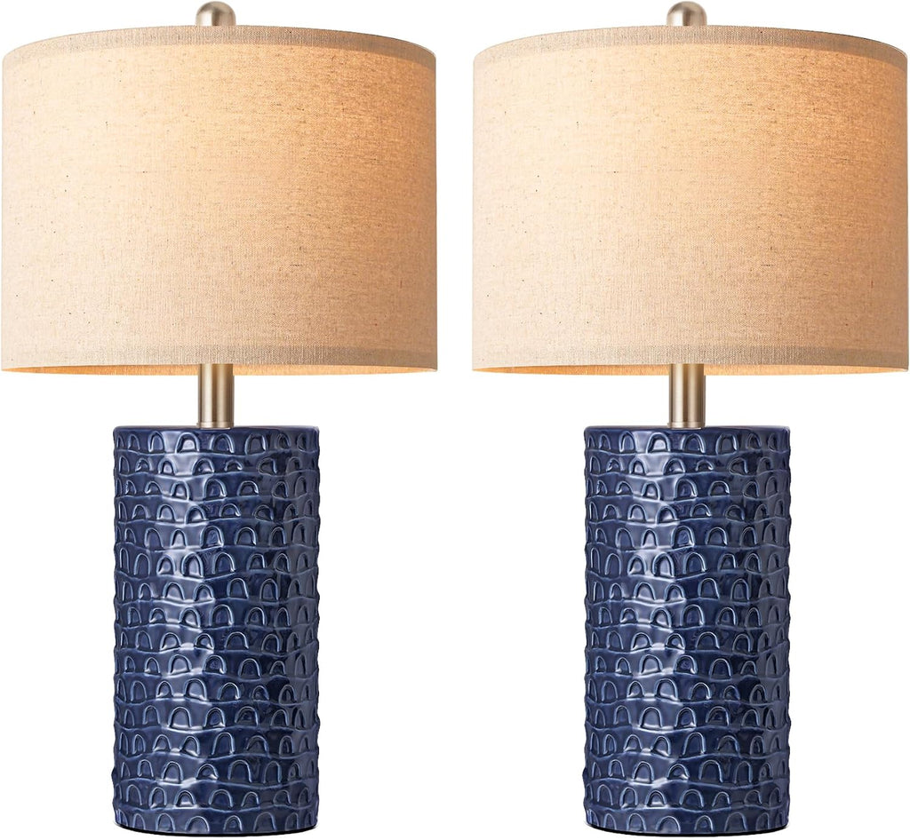 PARTPHONER 23" Modern Ceramic Table Lamp Set of 2, Table Lamps for Living Room, Rustic Farmhouse Bedside Lamps Nightstand lamp for…