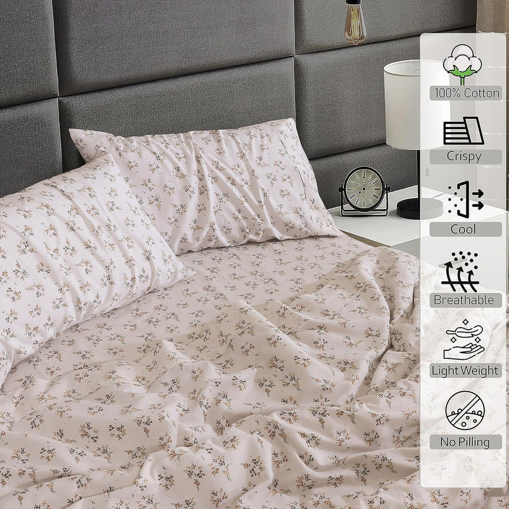 Ruvanti 100% Cotton Percale Sheets Twin XL Size – Crisp Cooling Bed Sheets for Hot Sleepers, Deep Pocket 16”, Soft Breathable & Durable Hot…
