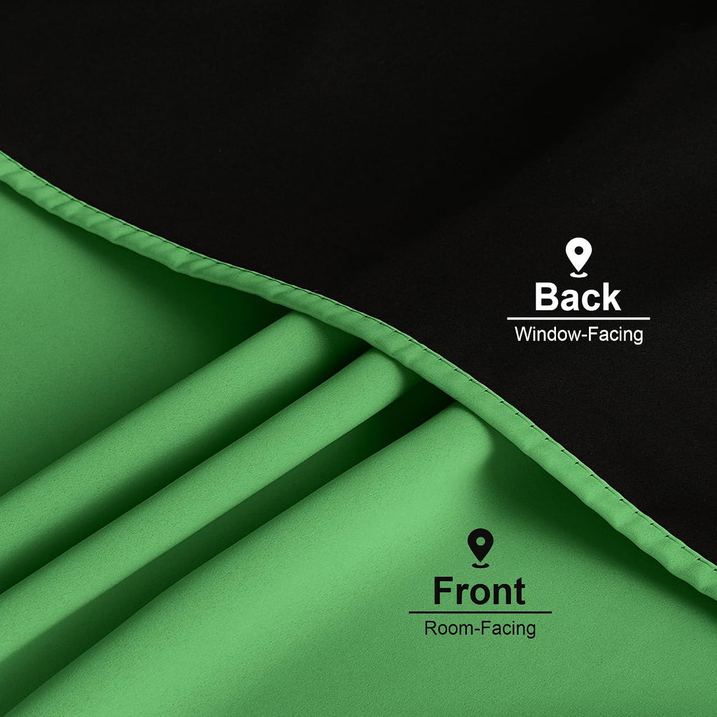 Nicetown Forest Green 100% Blackout Curtain Panels, W52 x L84 inches Drop Rod Pocket Window Treatments with Black Liner for Nursery and Bed…