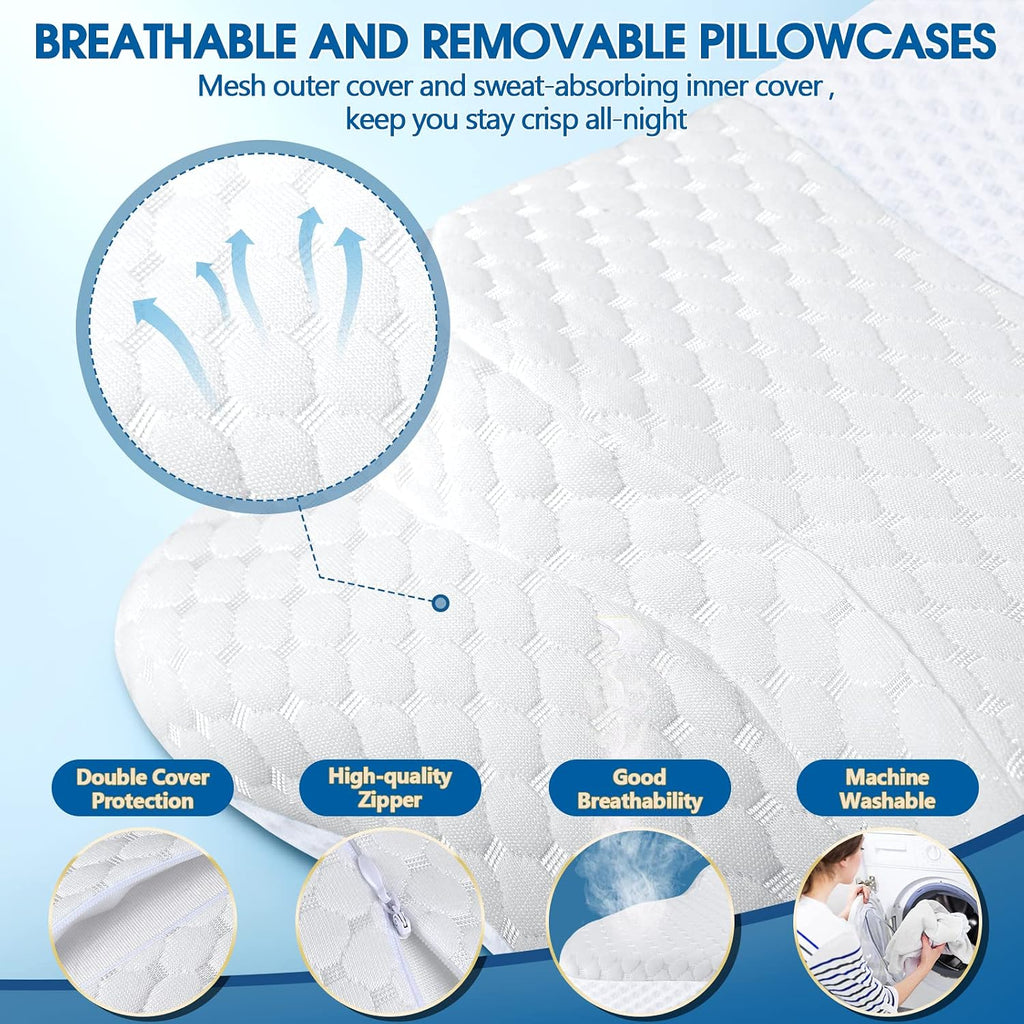 CHxxy Memory Foam Pillows, Cervical Pillow for Neck and Shoulder, Ergonomic Contour Bed Pillow, Soft for Side Sleep Stomach Sleeping and B…