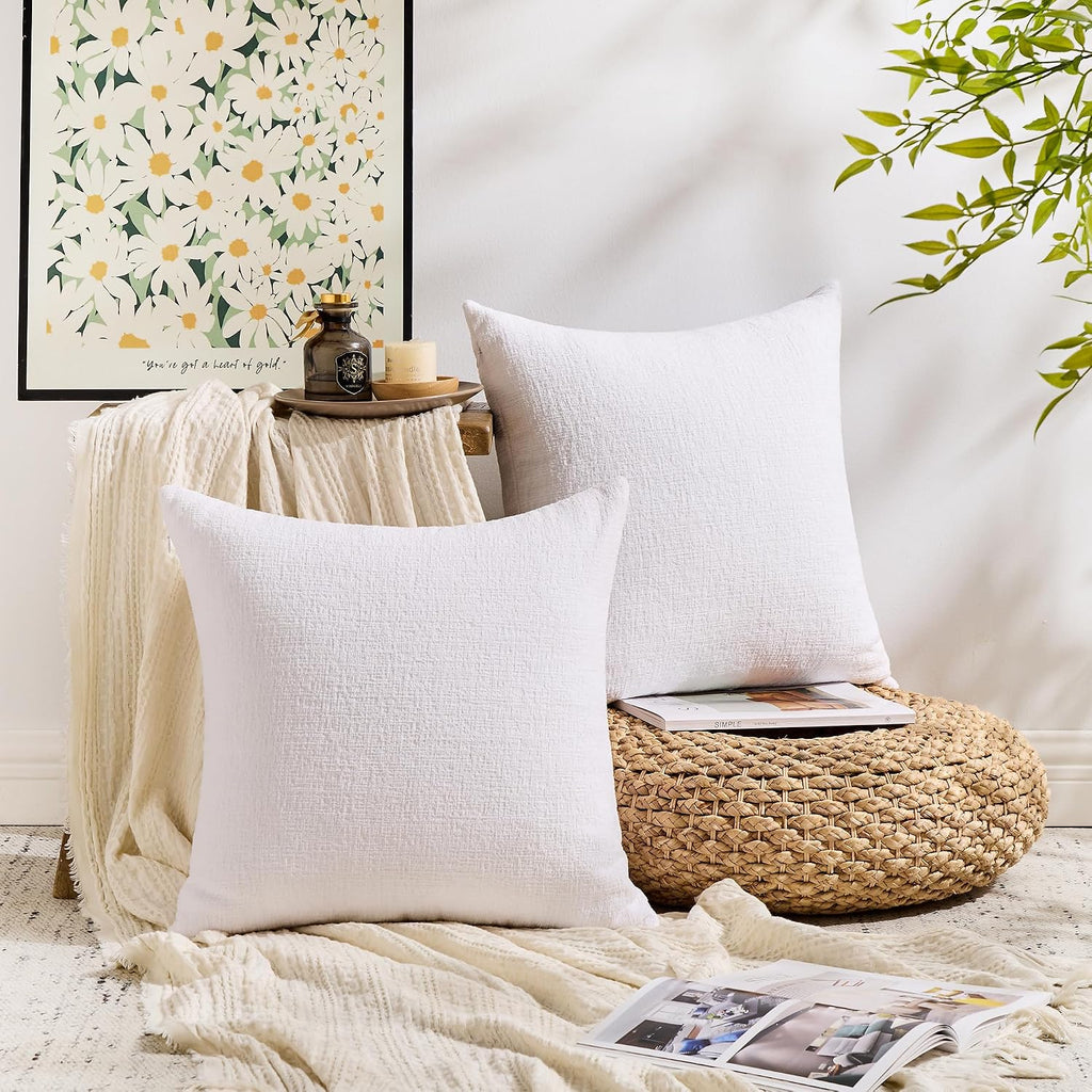 Gawamay Set of 2 Soft Textured Chenille Throw Pillow Covers 26x26 Inch (66x66 CM), Decorative Pillowcases Cushion Covers for Farmhouse Home…