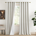 NICETOWN Extra Long Linen 100% Blackout Curtains 108 inches Length 2 Panels Set with Thermal Insulated Liners, Ivory, 62" Width…