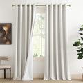 NICETOWN 100% Absolutely Blackout Linen Curtains with Thermal Insulated White Liner, Ivory, W62, 2 Pieces, Noise Reducing Textured Linen…