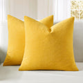 Miulee Yellow Couch Pillow Covers 18x18 Inch, Set of 2 Soft Chenille Summer Decorative Square Throw Pillow Covers Farmhouse for Sofa Living…