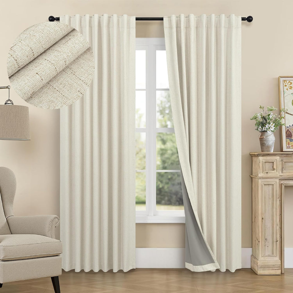 Pitalk Darkening Curtains for Bedroom 72 Inch Length 2 Panels Coastal Linen Textured Blackout Curtains for Nursery Room Divider Office Cabi…