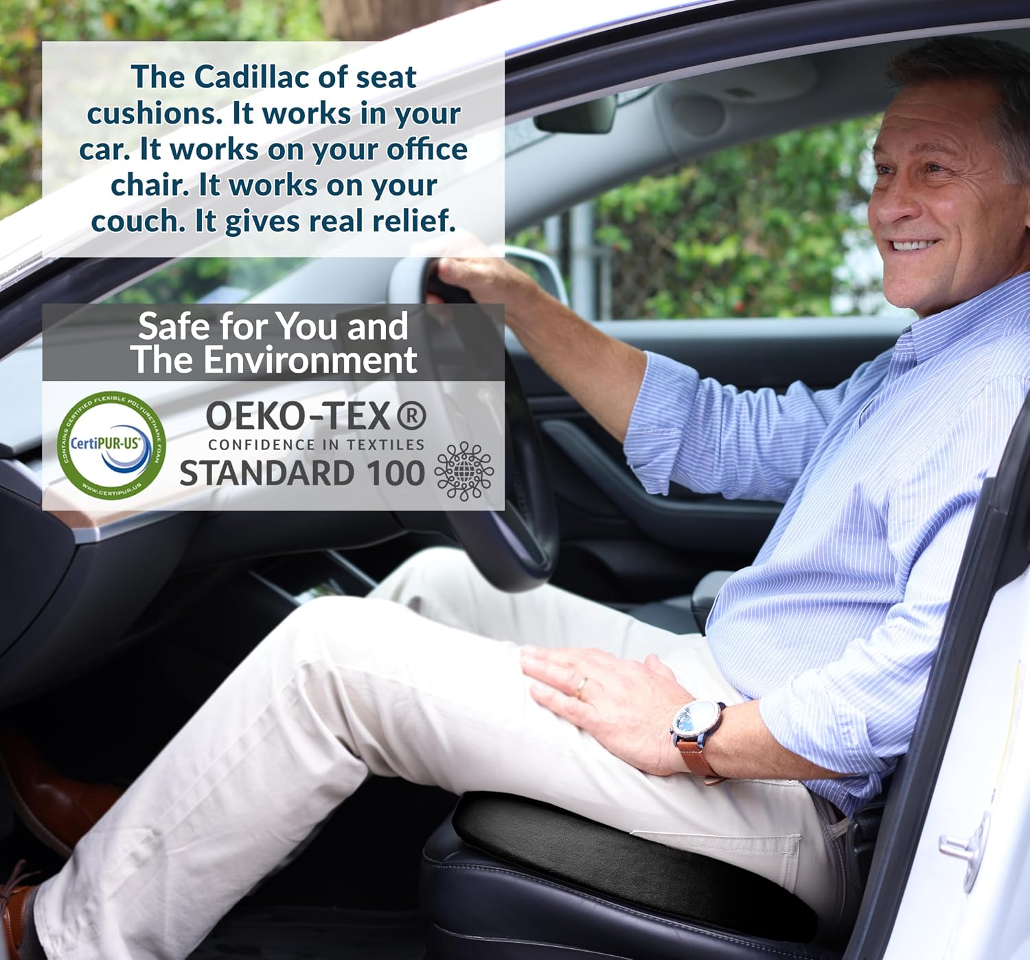 ComfiLife Gel & Memory Foam Seat Cushion – Office Chair Cushion, Car Seat Cushion – Chair Cushions for Back & Sciatica – Seat Cushions for…