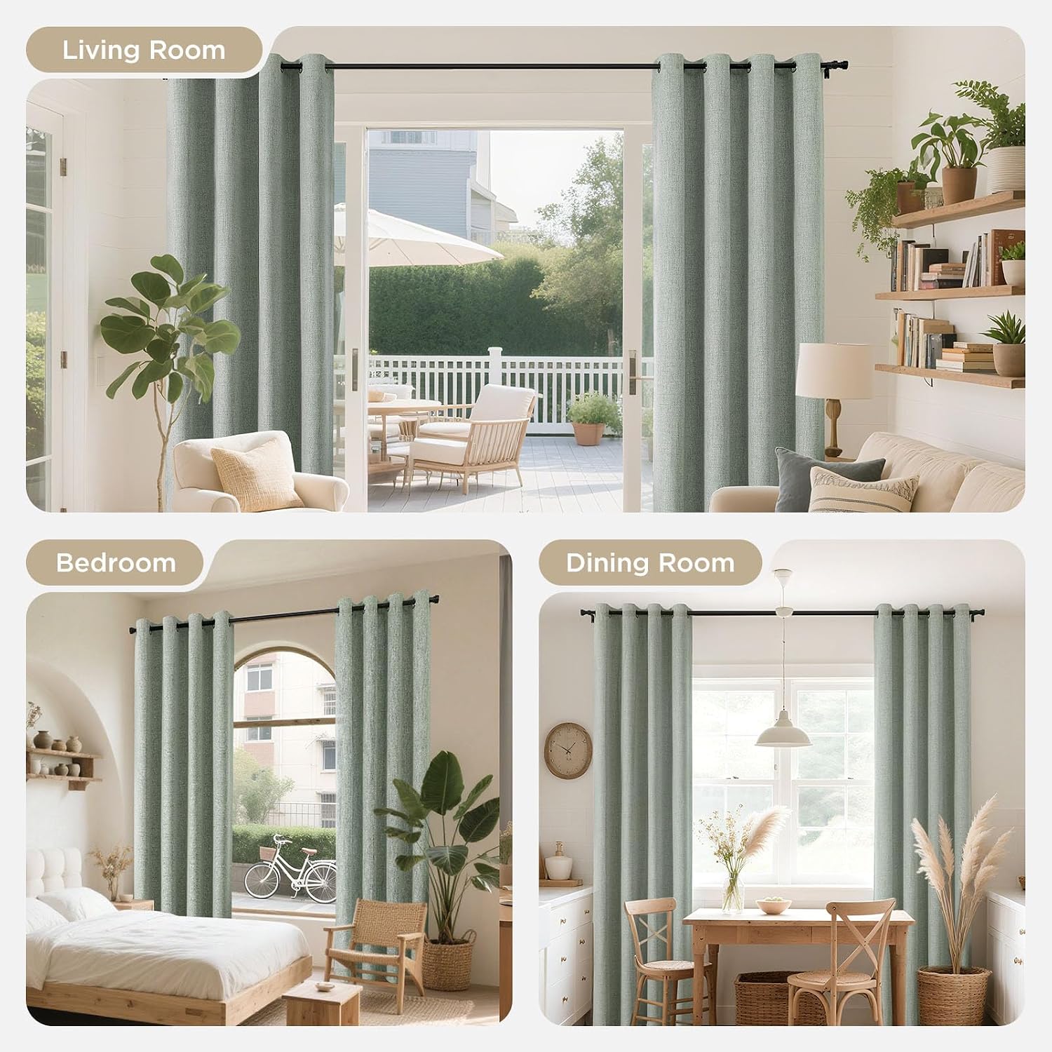 Joydeco Sage Green Blackout Curtains 90 Inches Long, Curtains 90 Inch Length 1 Panel for Bedroom, Thermal Insulated Linen Black Out…