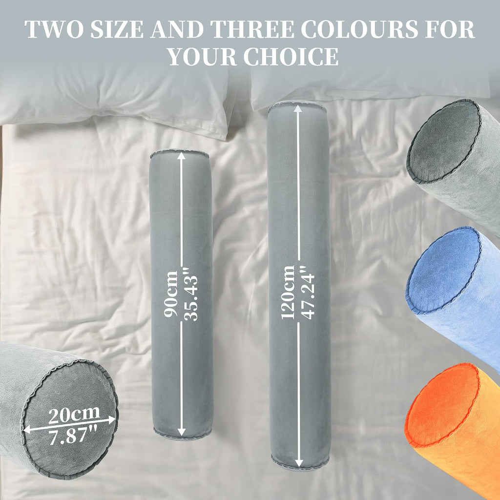 ONTYZZ Inflatable Long Body Pillow, Long Pillow for Bed, Oval Bolster Pillow for Good Sleeping and Back/Neck Support, 1pcs Grey