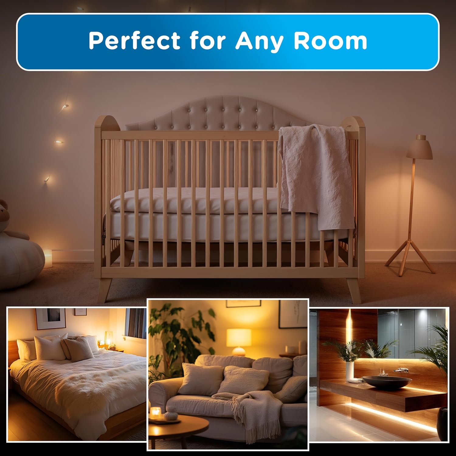 Enbrighten SleepLite LED Night Light Motion Sensor Nightlight Dusk to Dawn Amber Lights Ambient Lighting Room Decor for Bedroom Baby…