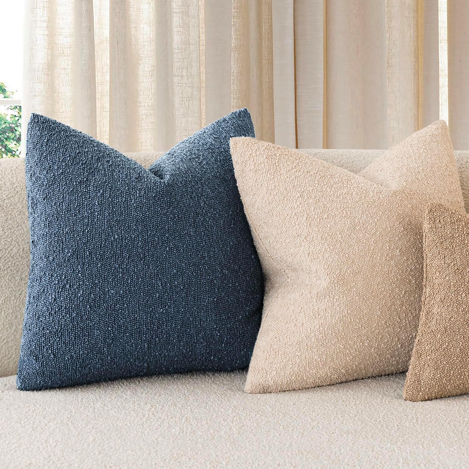 Foindtower Decorative Textured Boucle Throw Pillow Covers Accent Solid Lumbar Pillow Cases Soft Cozy Couch Cushion Case for Chair Sofa…