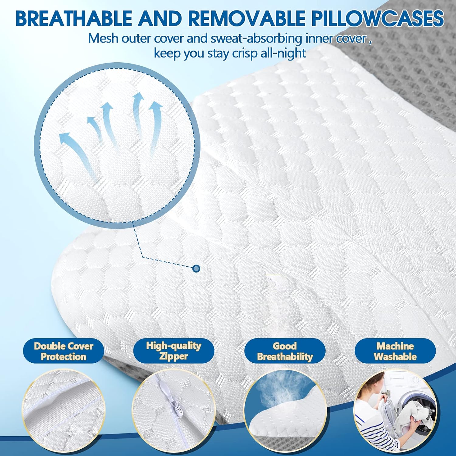 CHxxy Cervical Neck Pillow for Sleeping, Contour Memory Foam Pillows, Ergonomic Side Sleeper Pillows for Adults, Orthopedic Neck Support Pi…