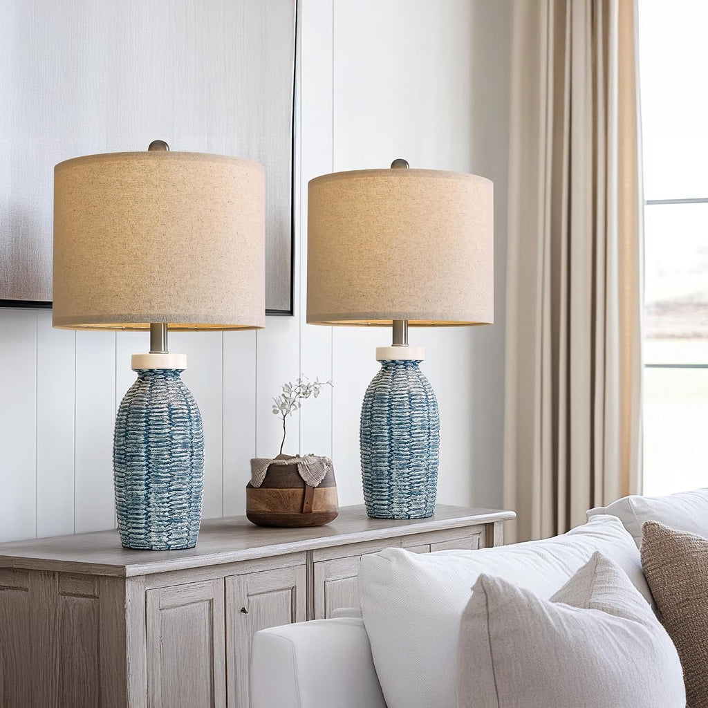 G-SAFAVA 22.75" Table Lamps for Bedroom Living Room Boho Lamp Set of 2 Farmhouse Lamp Bedside Nightstand Small Rustic Vintage Retro…