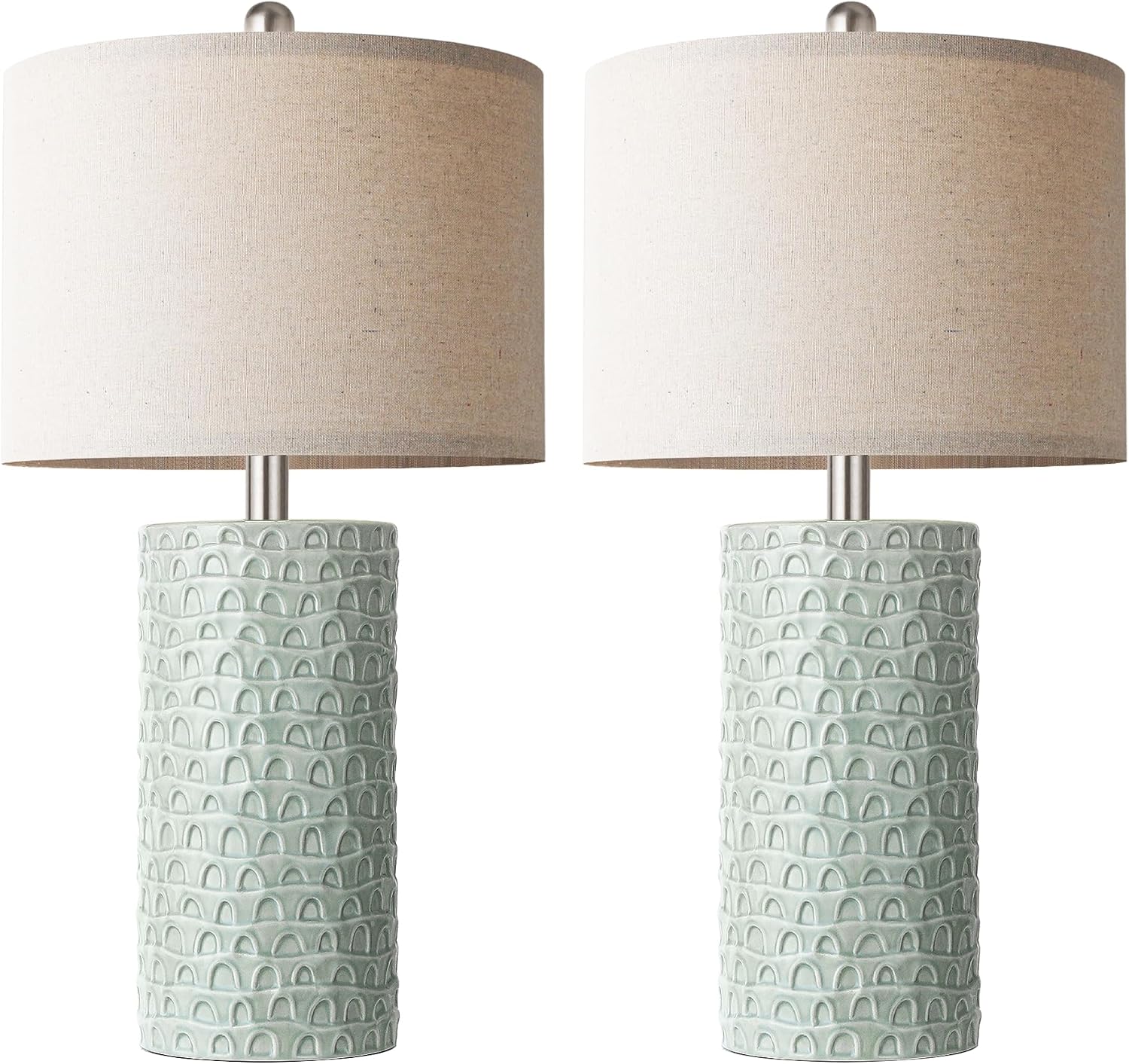 PARTPHONER 23" Modern Ceramic Table Lamp Set of 2, Table Lamps for Living Room, Rustic Farmhouse Bedside Lamps Nightstand lamp for…