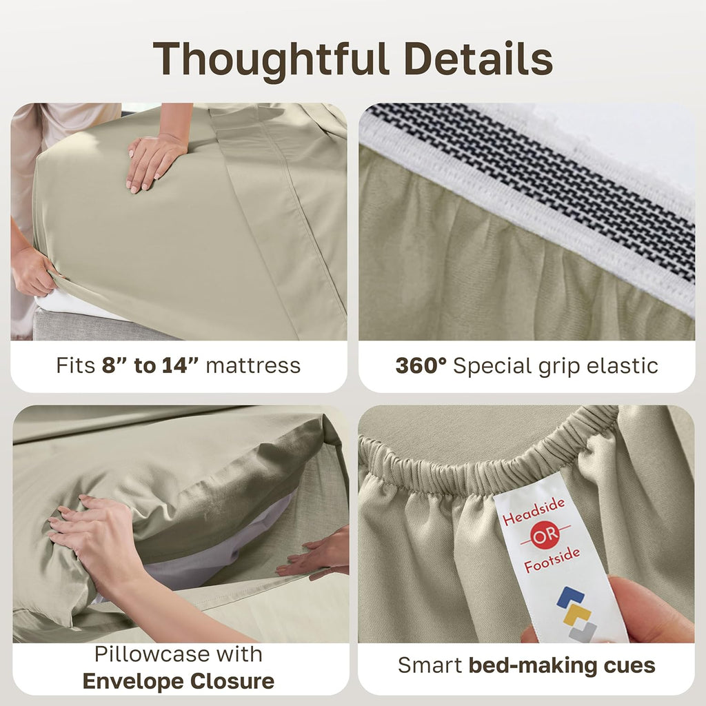 CaliforniaDesignDen California Design Den Twin Size Sheets Set - Soft 100% Organic Bed Sheets with Deep Pockets, Crisp Percale, Breathable…