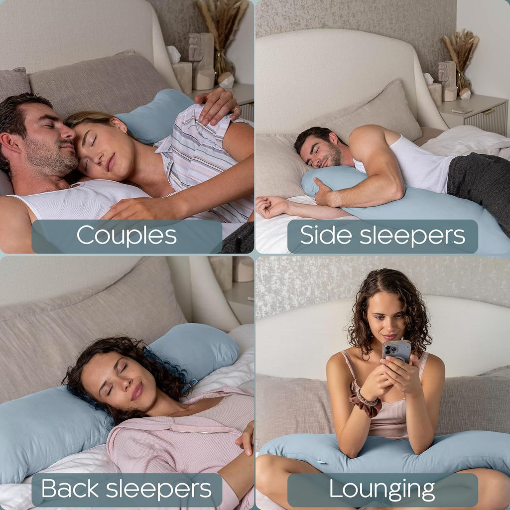 SleepCloud Weighted Body Pillow 6.5lbs - Weighted Pillow for Deeper Sleep (41” x 10”) - Cooling Body Pillows for Adults, Side Sleeper…