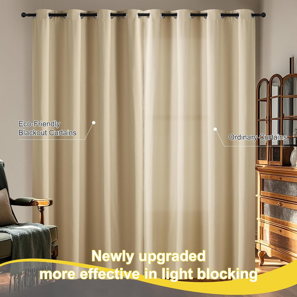 NICETOWN Bedroom Curtains 63 Inches Length, 100% Blackout Drapes Thermal Insulated with Grommet for Living Room Office Privacy Darkening…