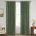 Miulee 100% Blackout Linen Curtains for Bedroom, Olive Green Solid Luxury Decor Thermal Insulation Room Darkening Drapes for Living Room Nu…