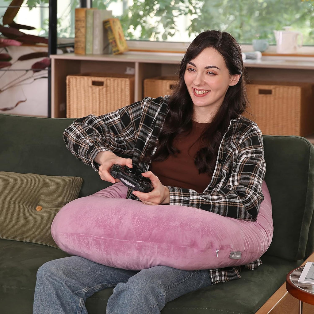 Ergonomic U-Shape Gaming & Lap Pillow - Crochet Pillow & Reading Support Pillow with Arm Relief, Comfort for Gamers, Crafters & Book…