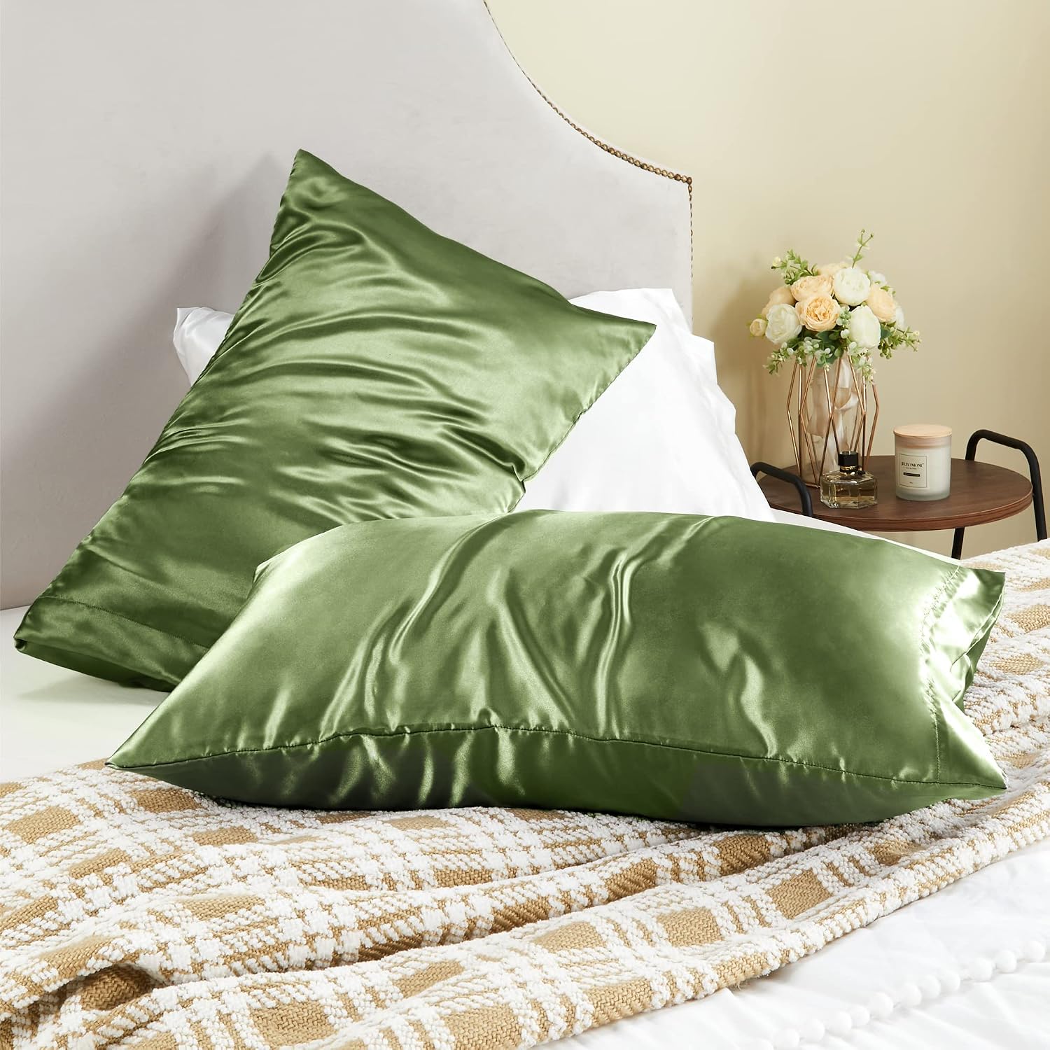 Bedelite Satin Pillowcase for Hair and Skin, Super Soft and Cooling Similar to Silk Pillow Cases 2 Pack with Envelope Closure, Gift for Wom…