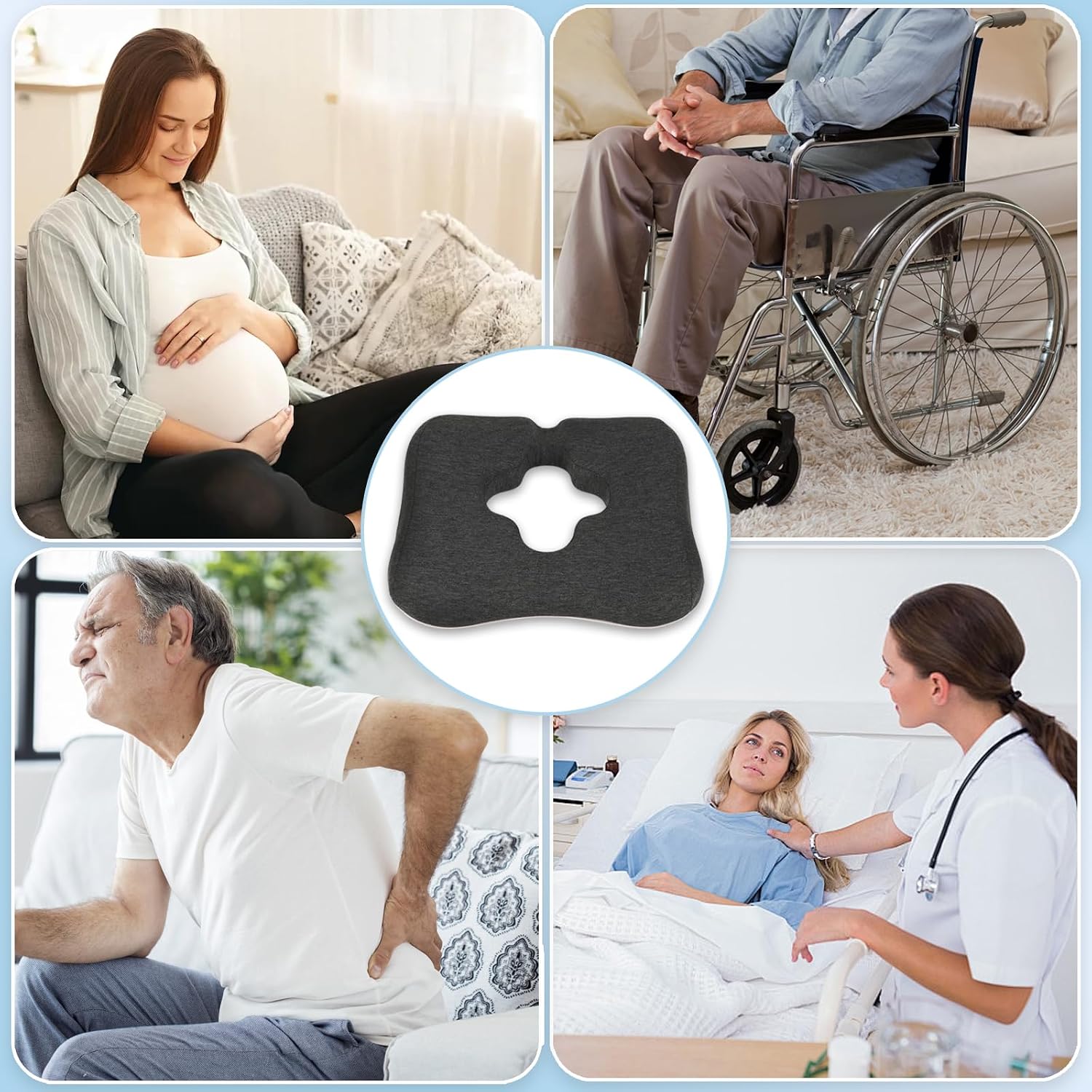 AeriGnix Gel Wheelchair Cushions for BedSores Prevention, Bed Sore Pad Cushion for Butt - for Long Sitting & Relieve Sciatica, Back,…