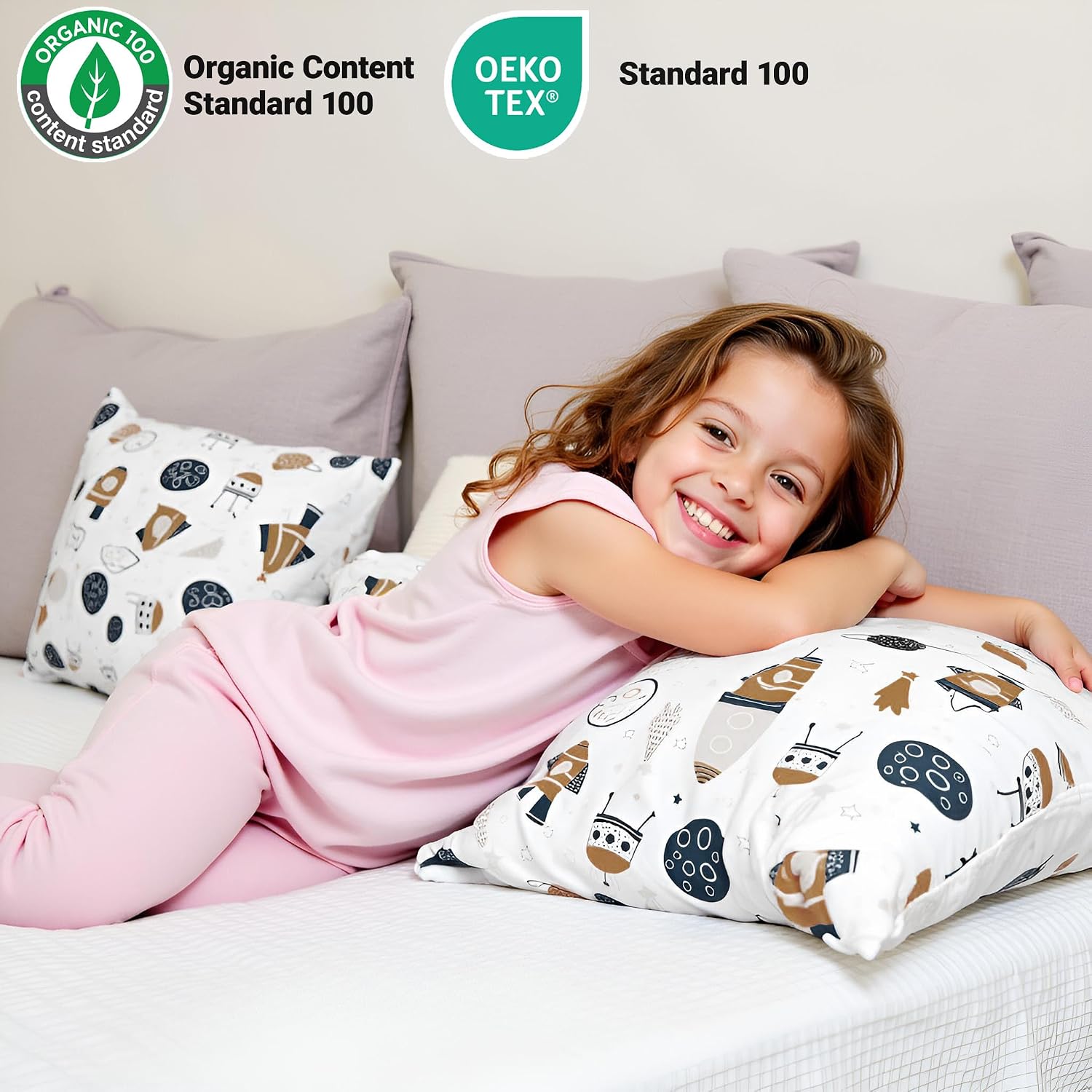 ZPECC-ABrandThatHasBeenFocusedOnBeddingFor20Years ZPECC Toddler Pillow with Pillowcase - 13x18 Organic Cotton Hypoallergenic Kids Pillow, B…