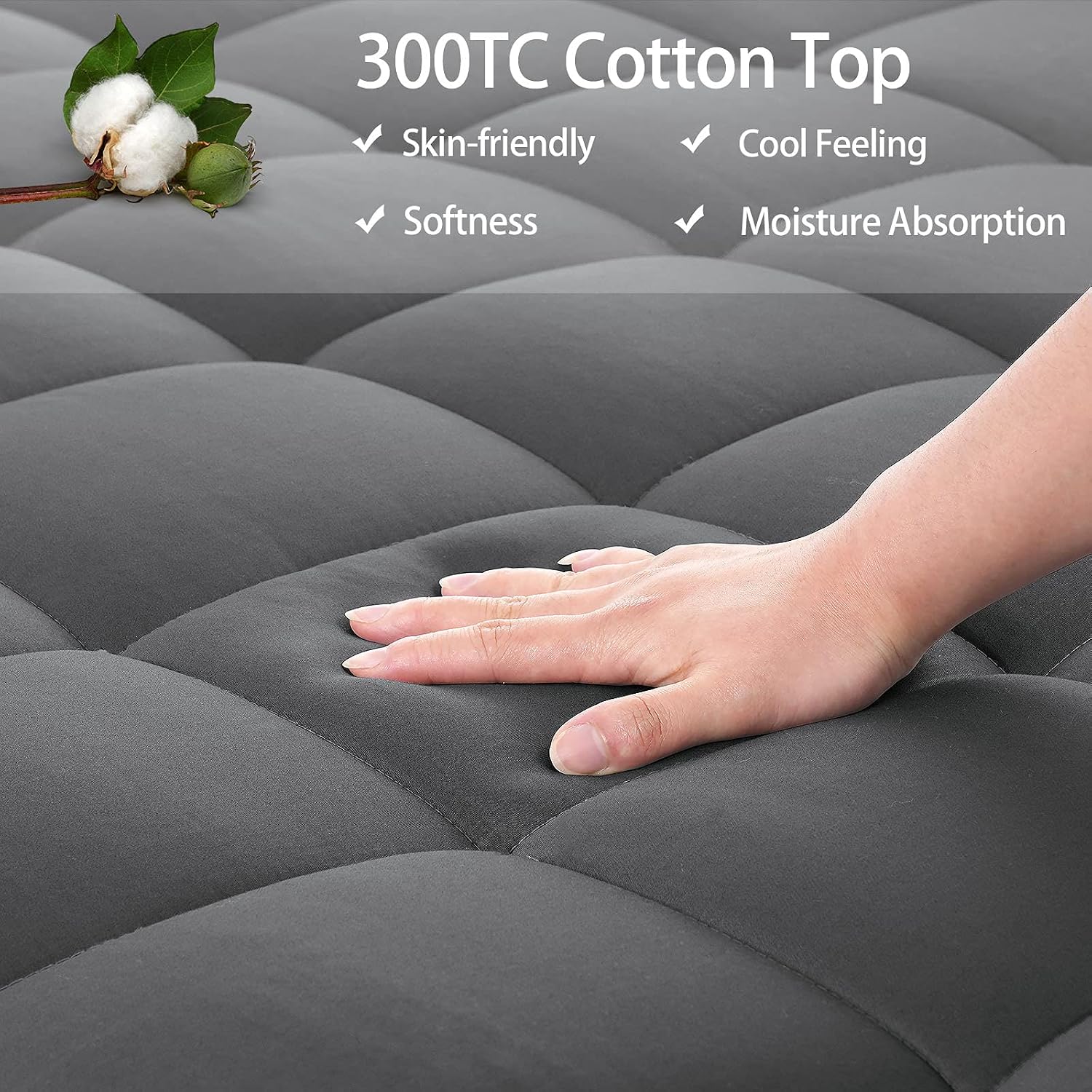 EASELAND King Size Mattress Pad Pillow Cooling Top Mattress Cover Quilted Fitted Protector Cotton Top 8-21" Deep Pocket (78x80 Inches…