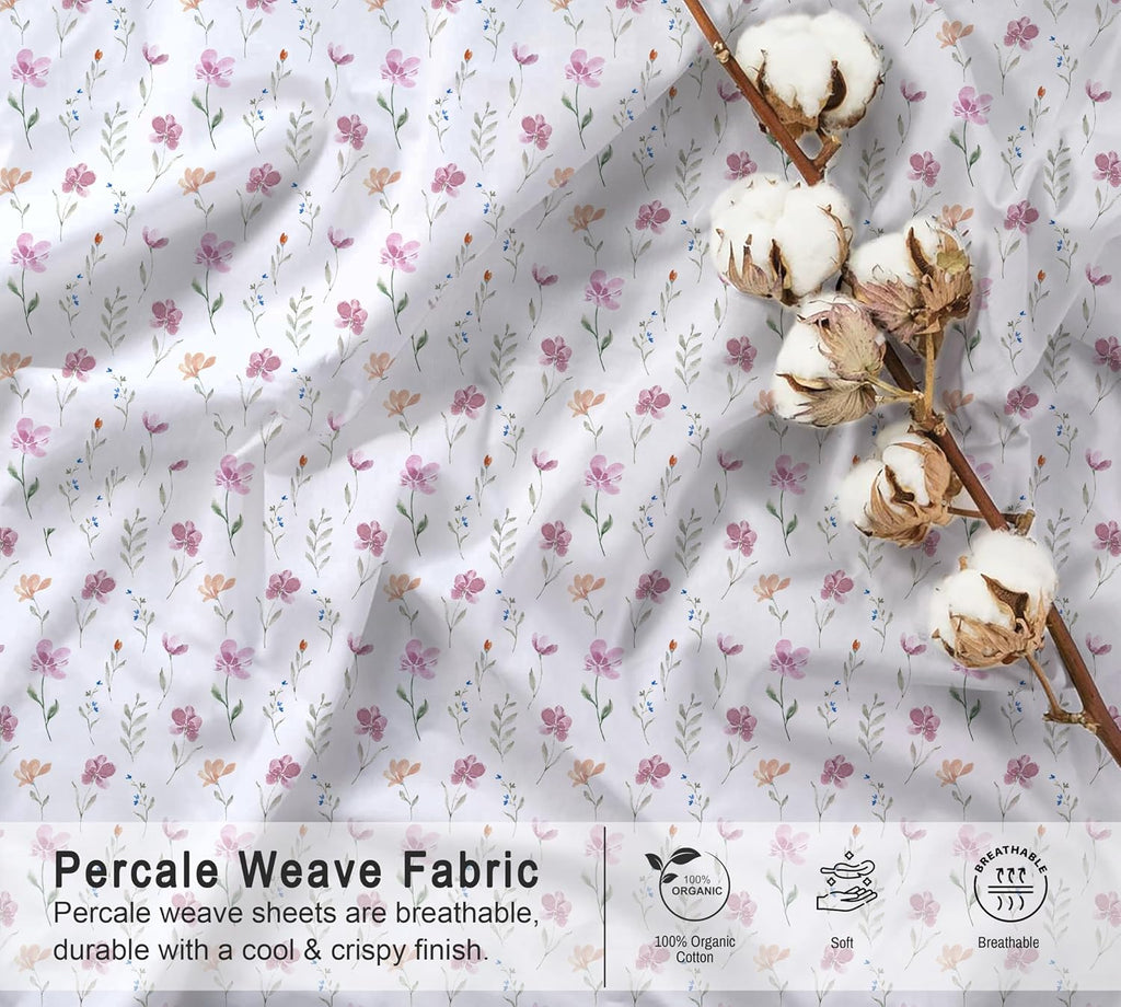 Ruvanti 100% Cotton Organic Percale Sheets Full Size – Crisp Cooling Bed Sheets for Hot Sleepers, Deep Pocket 15”, Soft Peach Finish, Breat…