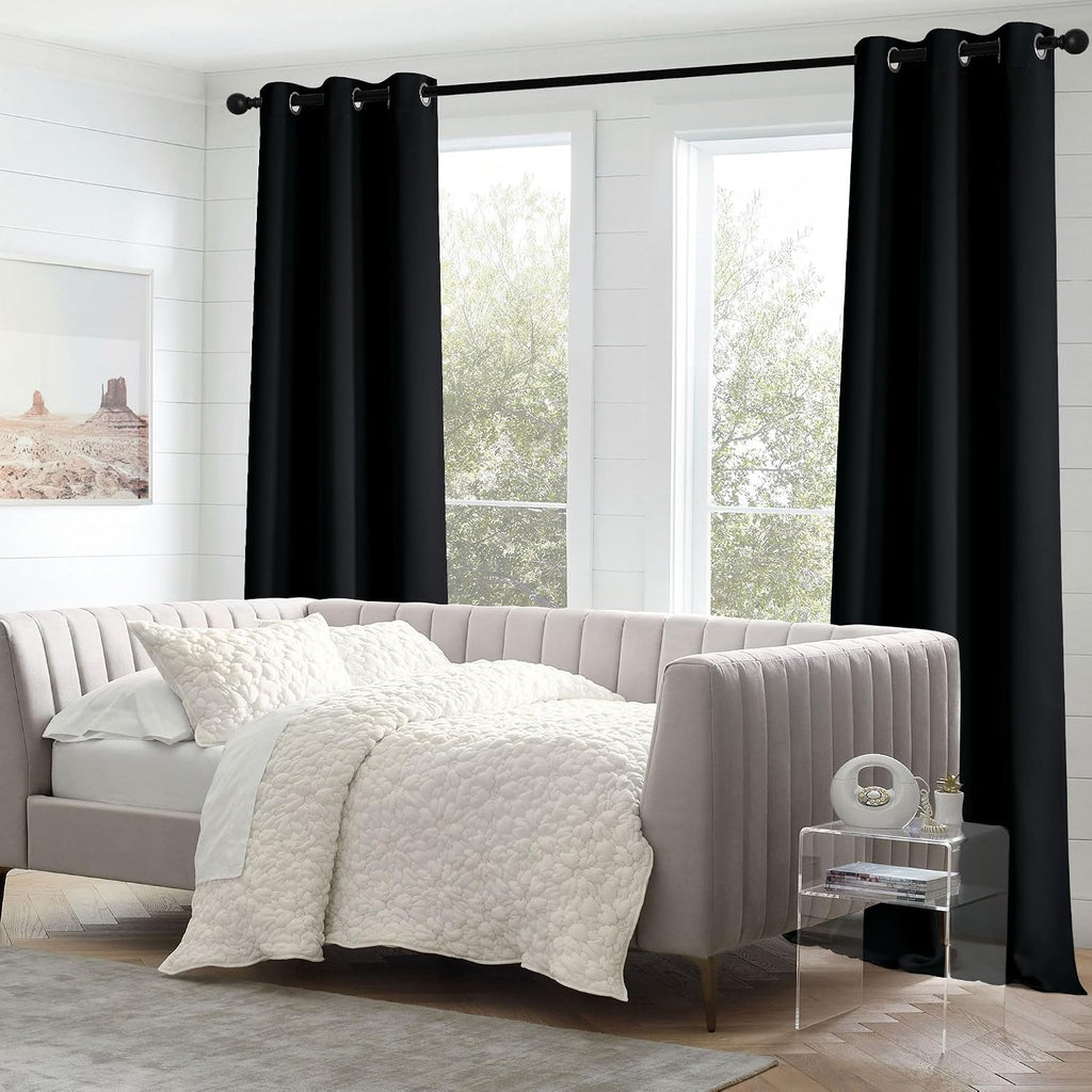 Nicetown Black Out Curtains 63 inches Long, Grommet Blackout Window Treatment Thermal Insulated Solid Room Darkening Drapes for Bedroom/Kit…