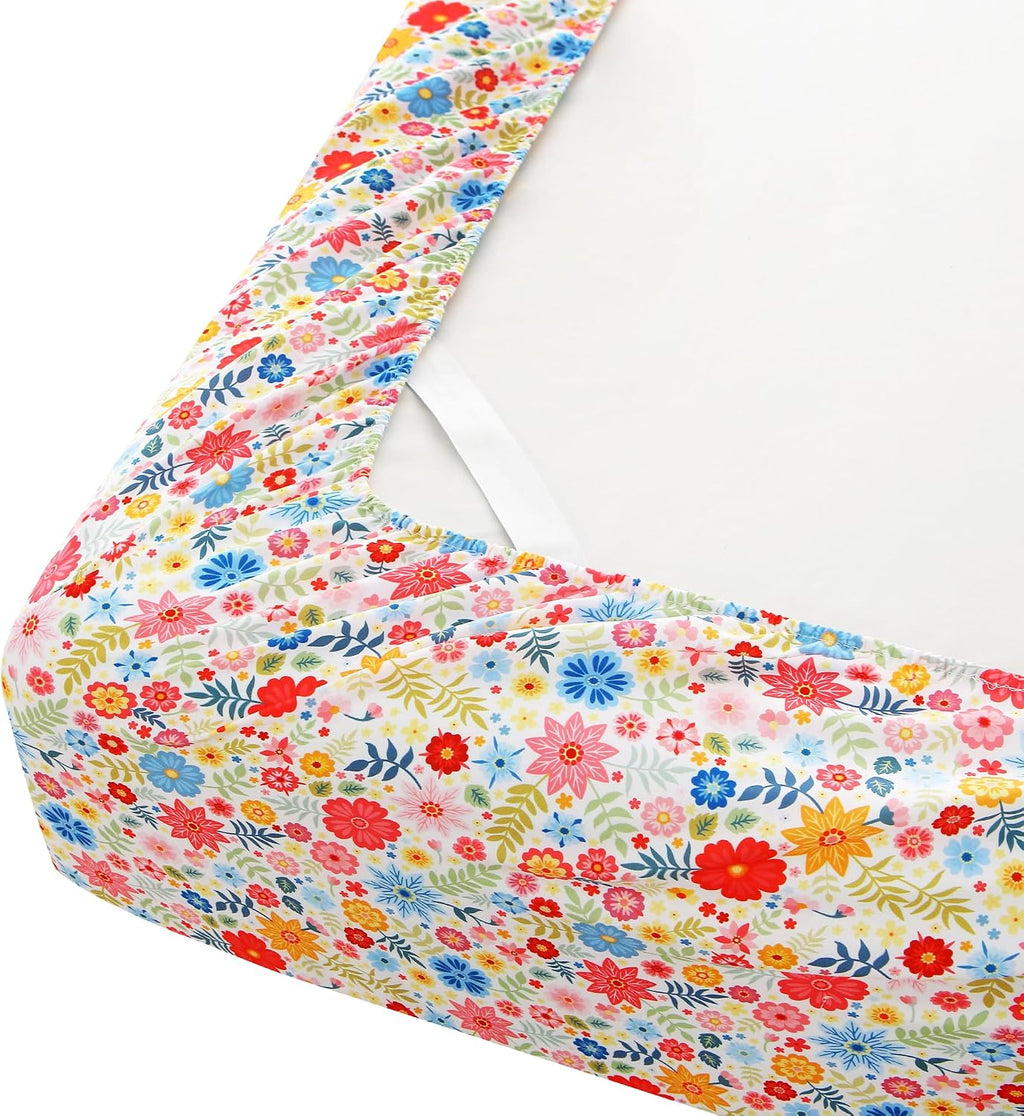 mooreeke Cozy Floral Microfiber Printed Floral Queen Sheet Set - Soft & Breathable Colorful Flower Custers Bed Sheets with Extra Deep Pocke…