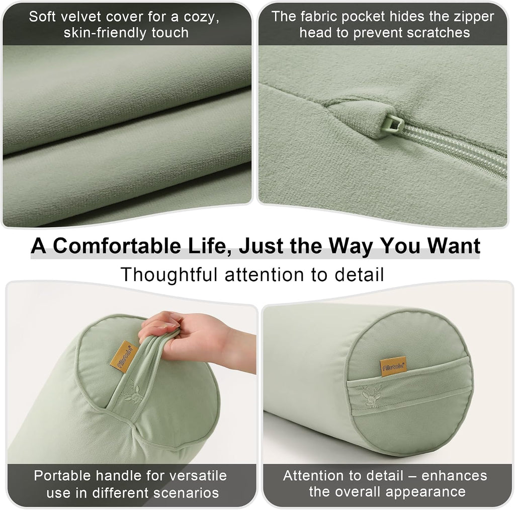 Body Pillow for Adults, Long Round Pillow, Big Cylindrical Pillow, Large Full Bolster Pillows for Side Sleepers (Celadon Green, 47.24"*7.87")