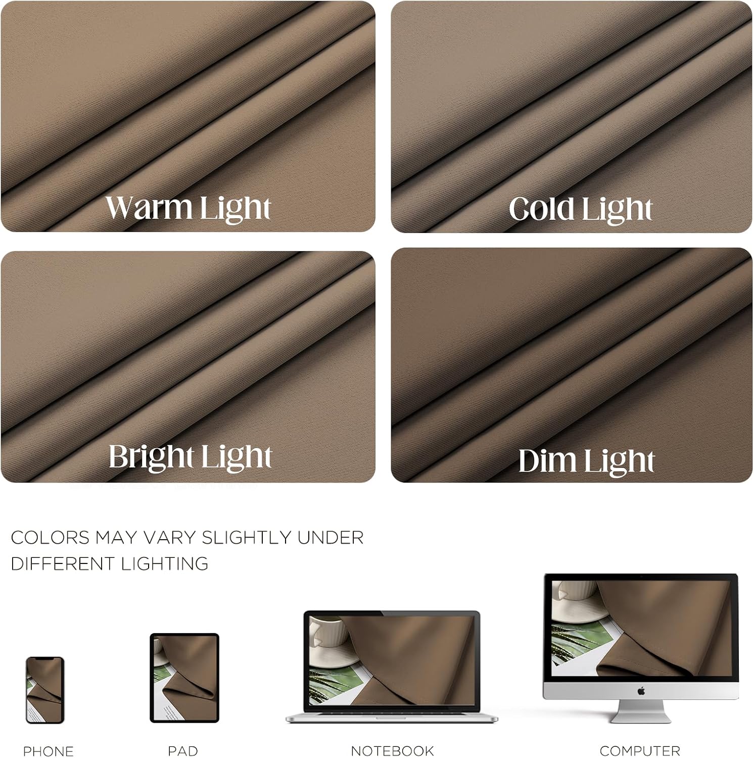 CUCRAF Khaki Blackout Curtains 108 inch Length 2 Panels Set, Room Darkening Drapes for Living Room Bedroom, Thermal Insulated Light…