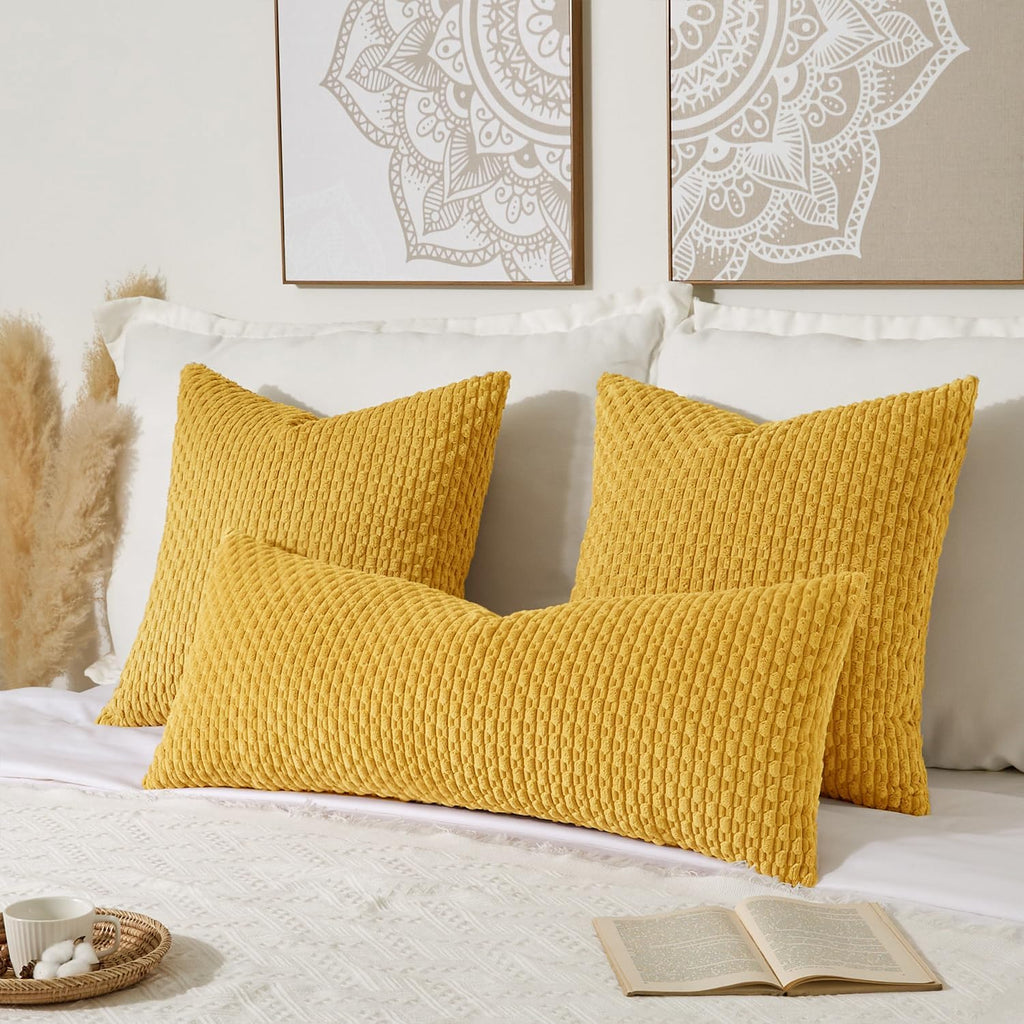 KevinTextile Kevin Textile 14x36 Inch Long Lumbar 1 Pack Boho Decorative Throw Pillow Cover Soft Striped Corduroy Rectangle Cushion Case Fa…