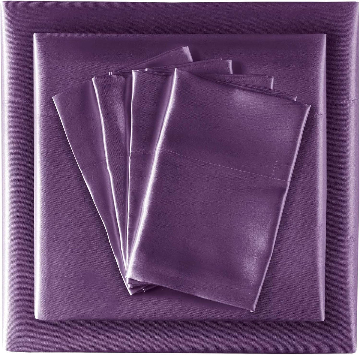 Madisonpark Madison Park Essentials Satin Sheet Set Luxury and Silky with Natural Sheen, Elastic 14" Pocket fits up to 16" Mattress, All Ar…