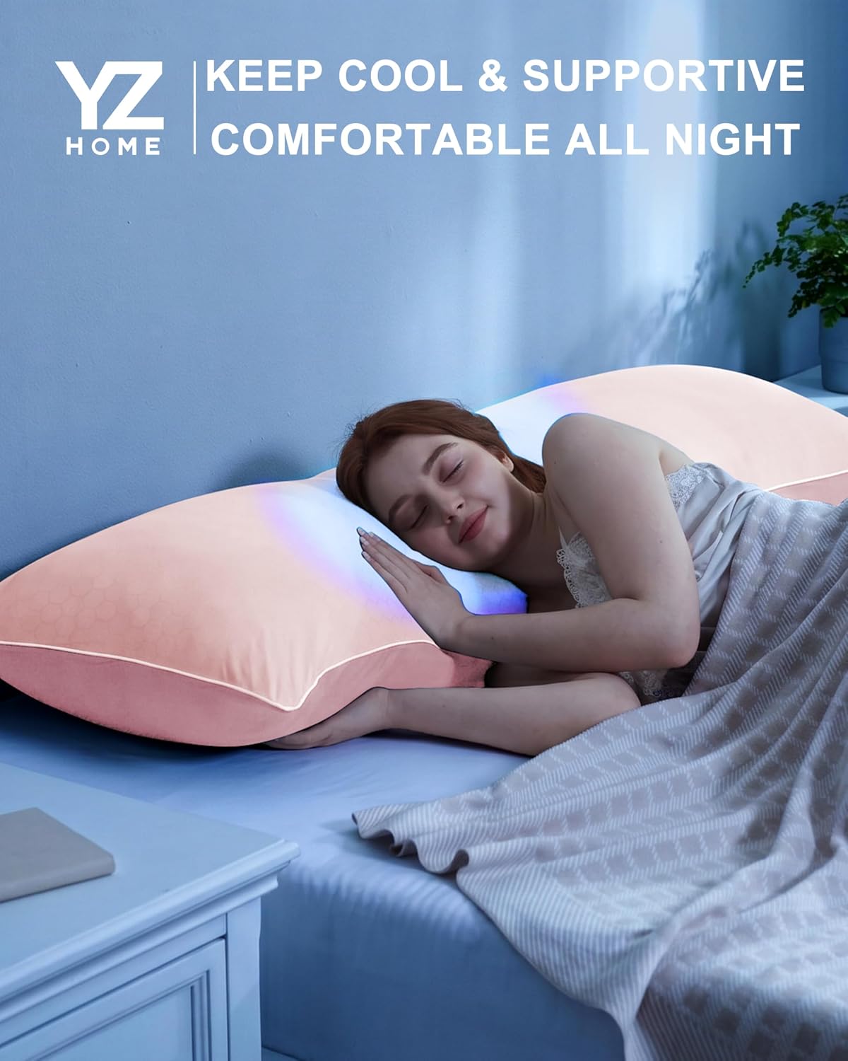 YZ HOME Cooling Body Pillow for Adults, Cold Touch Fabric, Blue Shredded Memory Foam, Support for Side Back Stomach Sleepers, Removable…