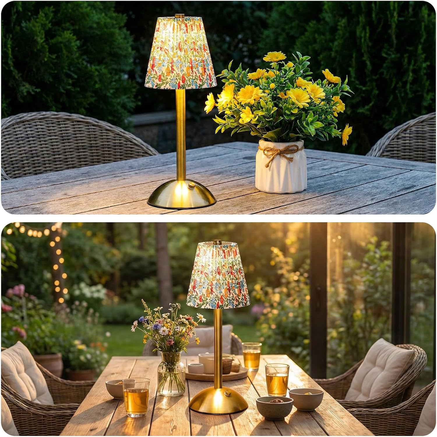Liliful 2 Pcs Cordless Table Lamp Rechargeable Touch LED Small Gold Portable Battery Operated USB-c Desk Lamp 3 Color Dimmable for…