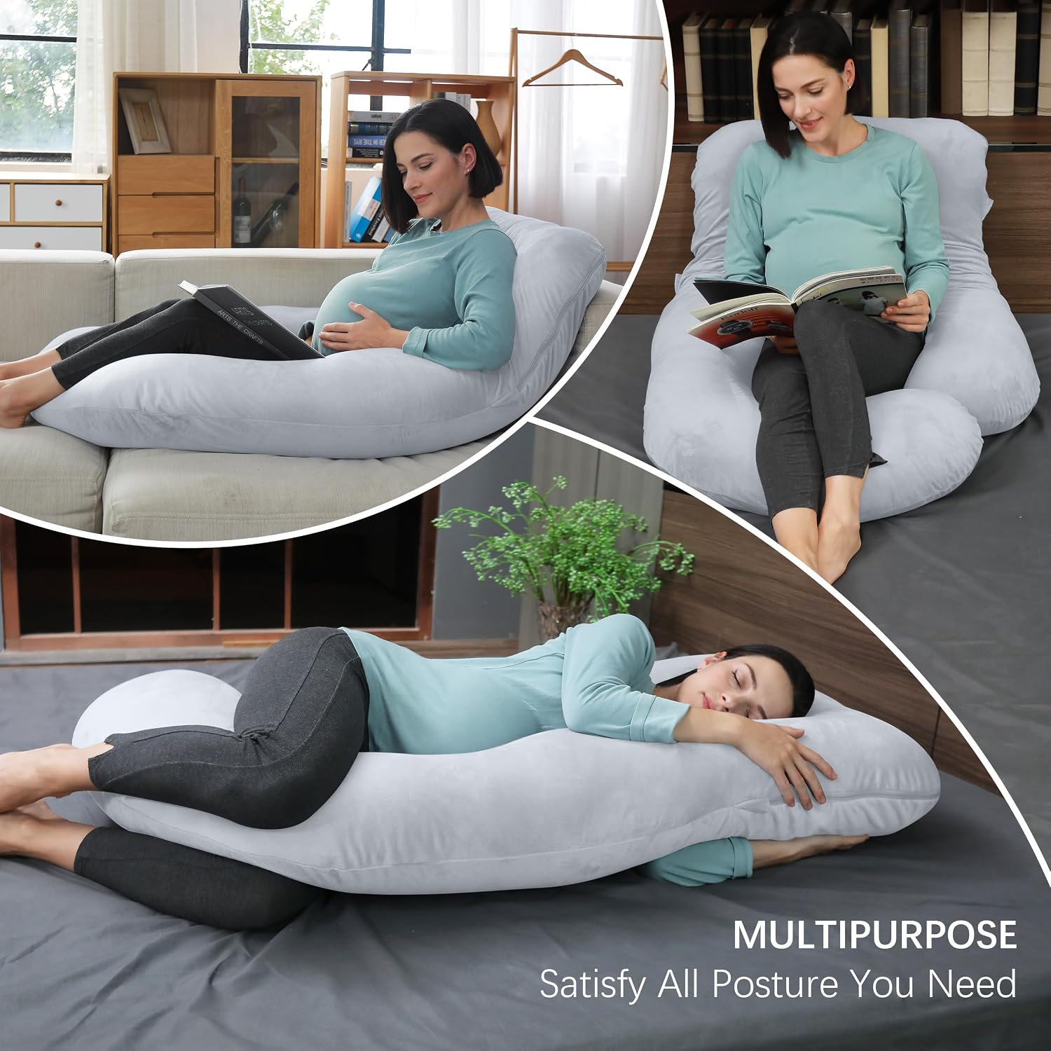 Moonpark MOON PARK Pregnancy Pillows for Sleeping - U Shaped Full Body Maternity Pillow with Removable Cover - Support for Back, Legs, Bell…