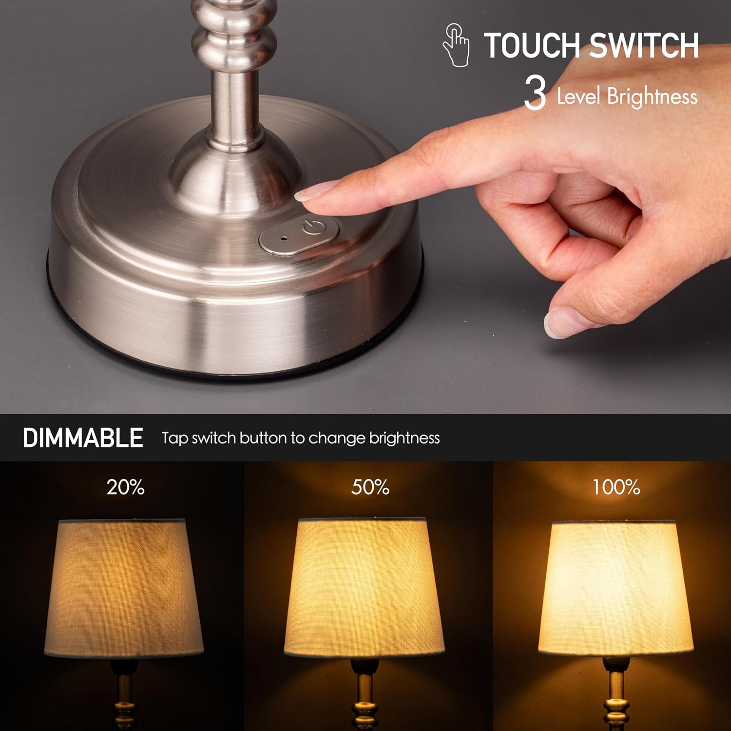O’Bright Seraph mini – Cordless LED Table Lamp with Dimmer, Built-in Rechargeable Battery, 3-Level Brightness, Patio Table Lamp, Bedside…