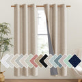 NICETOWN Cream 100% Blackout Linen Curtains 72 inch Long Burg for Classroom, 1 Pair, 42" Width Each Panel, Farmhouse Thick Completely…