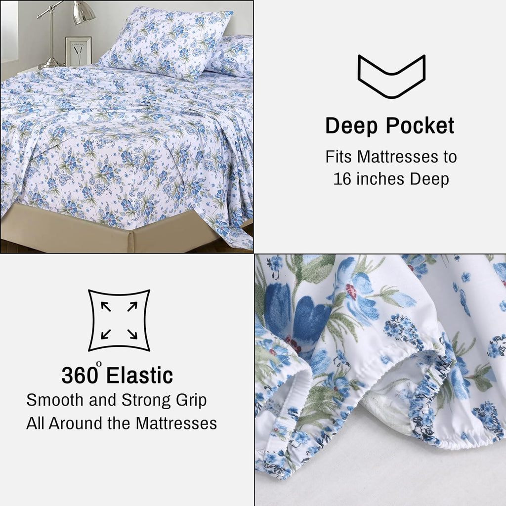 Ruvanti 100% Cotton Percale Sheets Full Size – Crisp Cooling Bed Sheets for Hot Sleepers, Deep Pocket 16”, Soft Breathable & Durable Hotel-…