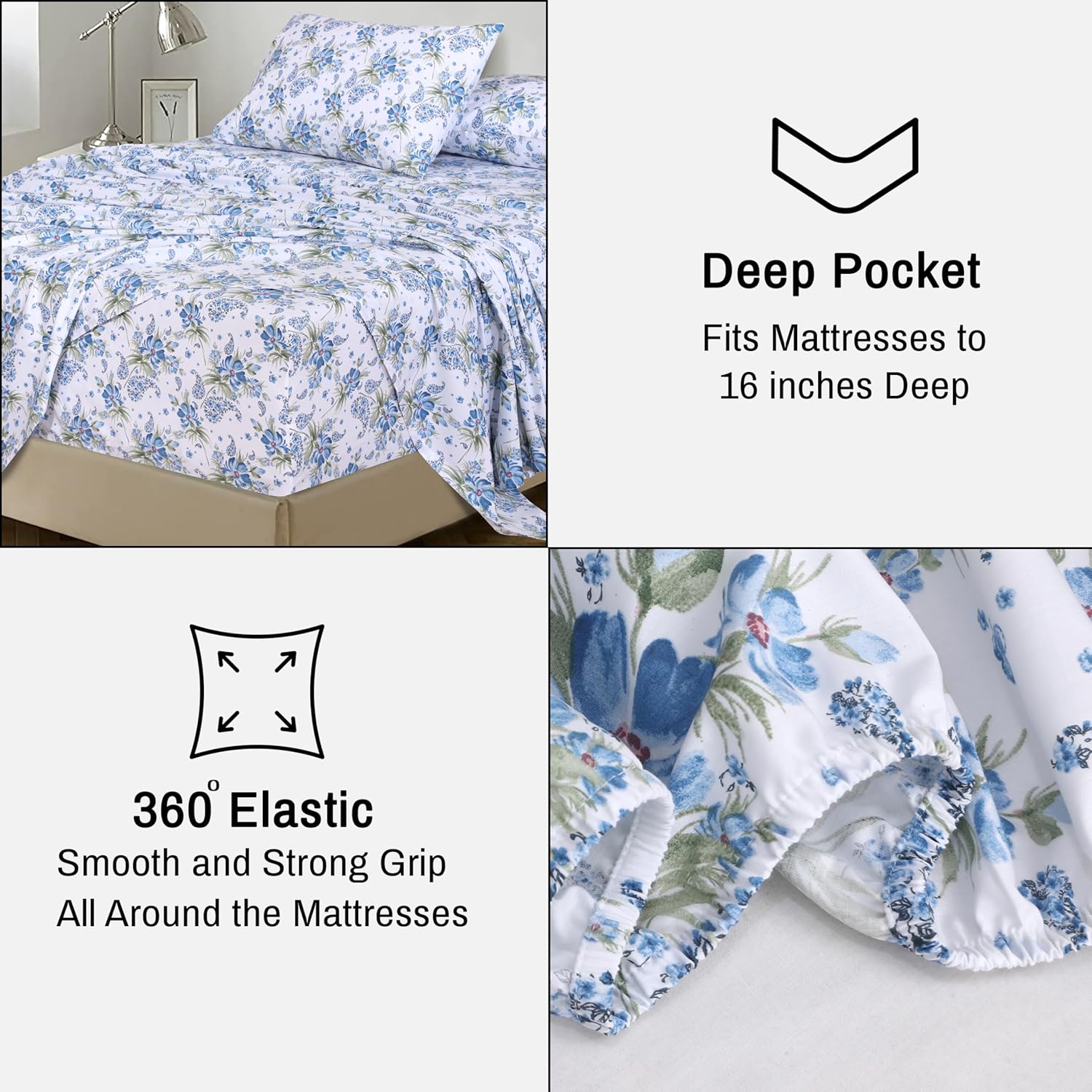 Ruvanti 100% Cotton Percale Sheets Full Size – Crisp Cooling Bed Sheets for Hot Sleepers, Deep Pocket 16”, Soft Breathable & Durable Hotel-…