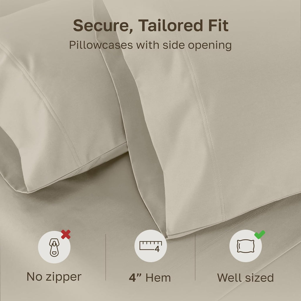 CaliforniaDesignDen California Design Den 100% Cotton King Pillow Cases Set of 2, 800 Thread Count, Soft Pillow Cases Sateen, Fits King Siz…