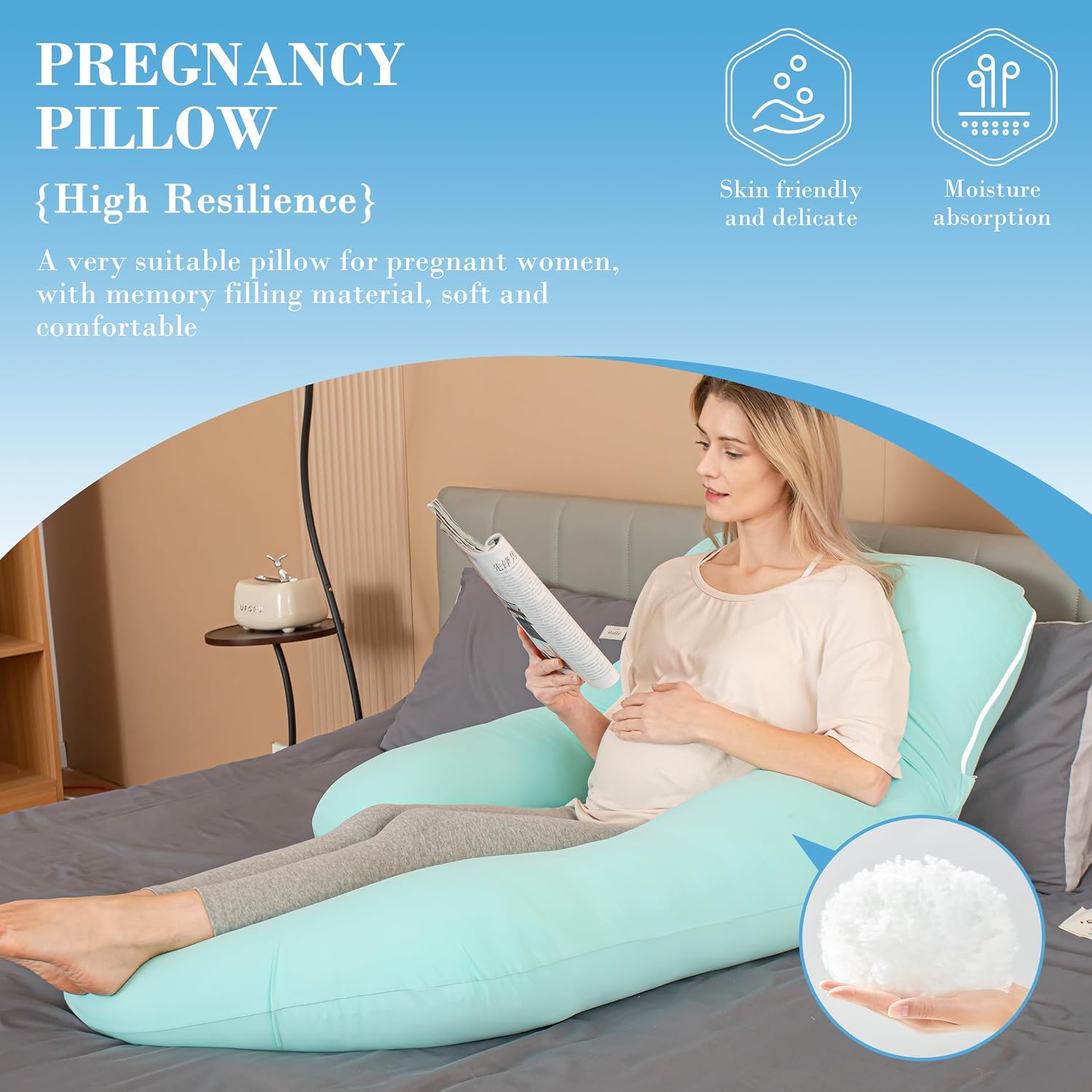 Cute Castle Cooling Cover Pregnancy Pillows, Soft U-Shape Maternity Pillow with Removable Cover - Full Body Pillows for Adults Sleeping…