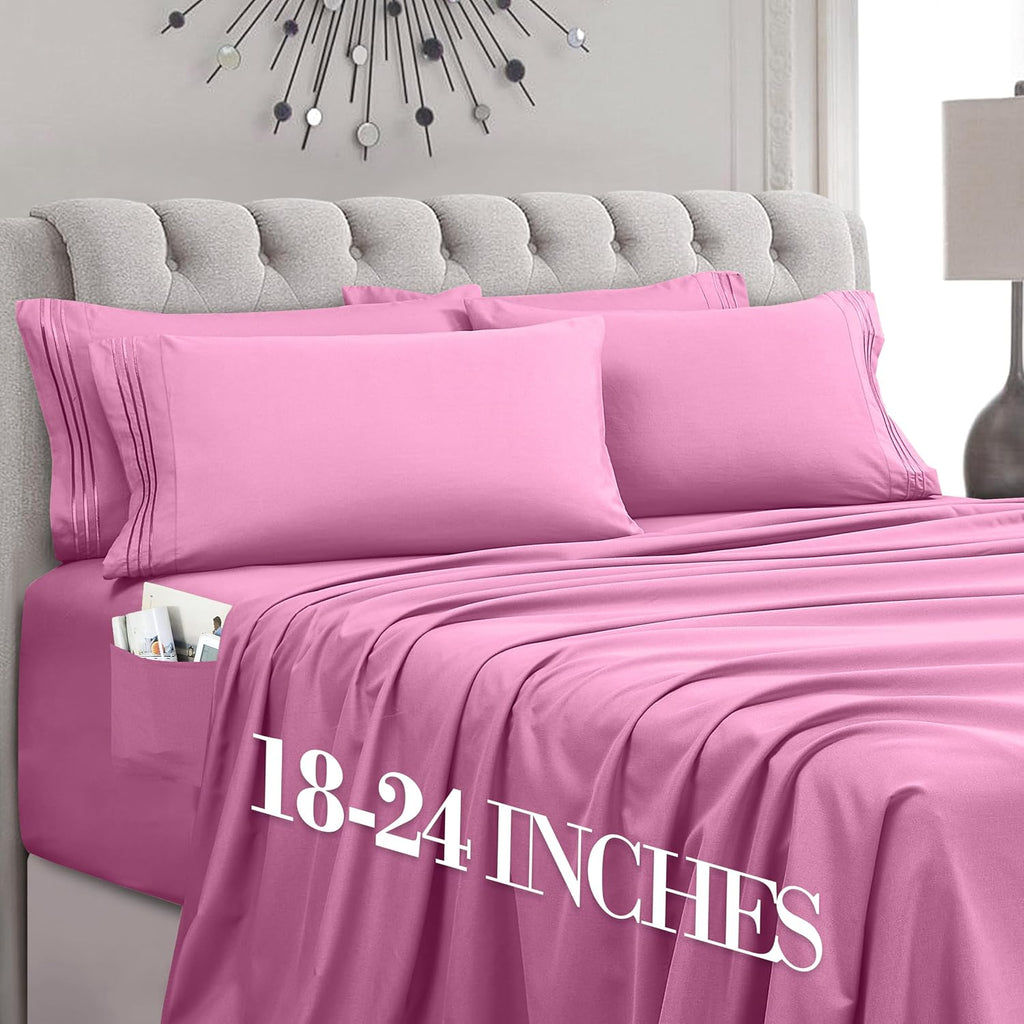 MocassiLuxuryBedding Mocassi Luxury 6-Piece Sheet Set, Ultra Soft 1800 Hotel Quality Microfiber Sheet Set, Fits Mattresses Up to 18 to 24 I…