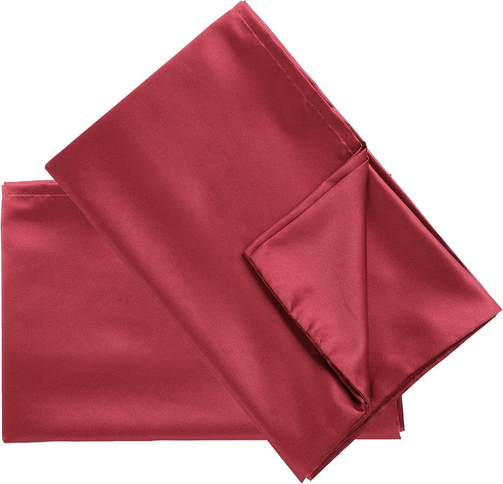 uxcell 2 Pack Silk Satin Pillowcase for Hair and Skin, Cool, Silky, Soft Breathable Pillow Cases King Size 20x36 Inch Sateen Pillowcase Bur…